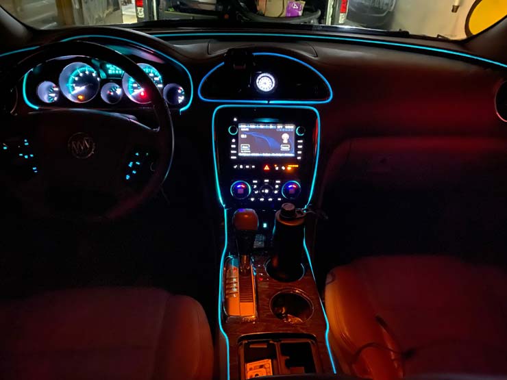 Interior of a car, customized with a backup camera installation by Bumper to Bumper Car Audio