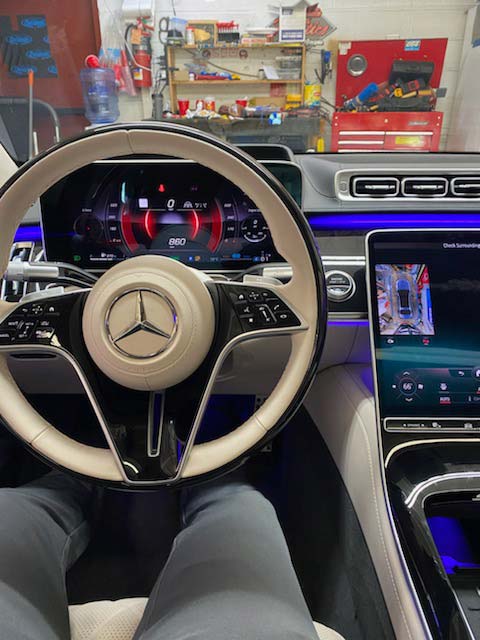 Interior of a Mercedes Benz, customized by Bumper to Bumper Car Audio